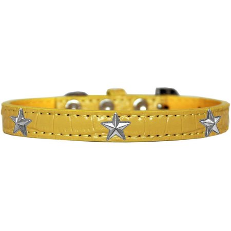 MIRAGE PET PRODUCTS Silver Star Widget Croc Dog CollarYellow Size 16 720-15 YWC16